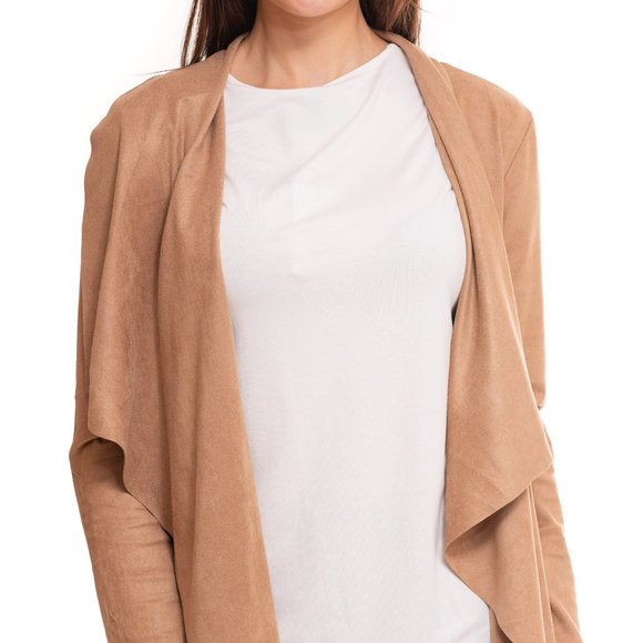 Vecceli Italy Women's Milano Faux Suede Luxe Cardigan - Picture 2 of 4